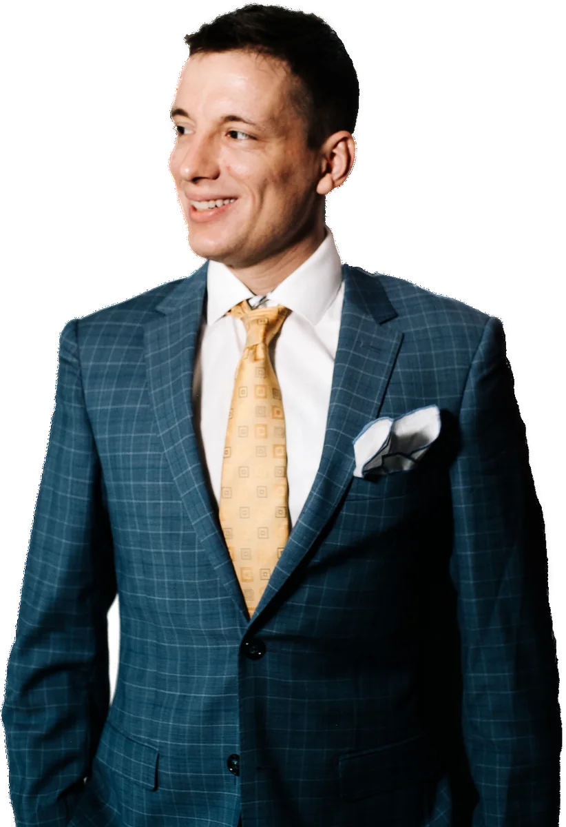 Mikhail Kuznetsov in a blue suit